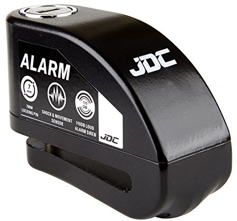 JDC Motorcycle Motorbike Bicycle Electric Bike Scooter Disc Lock Security Waterproof With Reminder Cable 110db ALARM - Jaws - Black