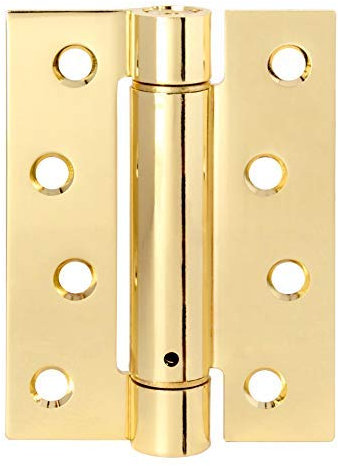 Excel 3 x Fire Door Hinges Single Action Residential Adjustable Self Closing Spring - Polished Electro Brass by Discount Hardware UK