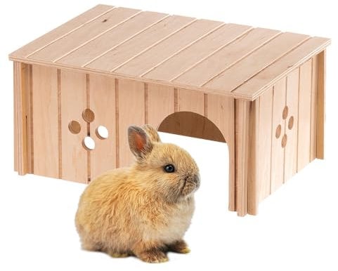 Ferplast Kaninchenhaus, Kaninchenkäfig Zubehör, mit Flachdach und Belüftungslöchern, im Bausatz, 33 x 23,6 x H 16 cm, SIN 4646 Holzhaus Kaninchen, Zwergkaninchen