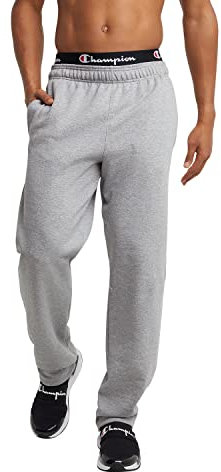 Champion Powerblend-Pantaloni in Pile con Fondo Aperto, Oxford Grigio 549314, L Uomo