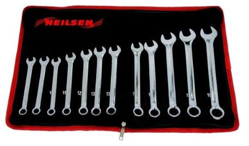 Spanner Set 12pc (Combination - Mirror Polished - Pouch) 10-19mm