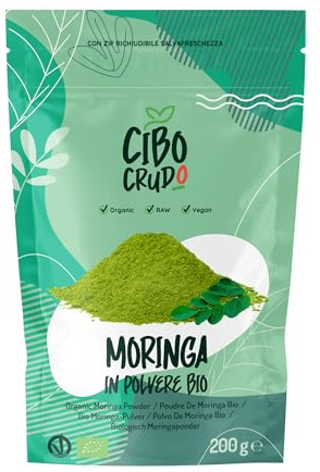 Cibocrudo Moringa In Polvere Biologica Cruda 200 gr – Moringa Oleifera Qualità Premium, Ricca Di Vitamine E Sali Minerali
