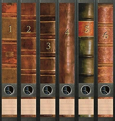 6 Ordnerrücken Bücher 1 - 6 Lexikon Ordner Ordneraufkleber Aufkleber Deko 609