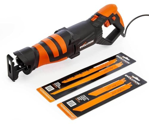 Evolution Power Tools R230RCP Reciprocating Saw with 4 Multi-Purpose Bi-Metal Blades, 230 V