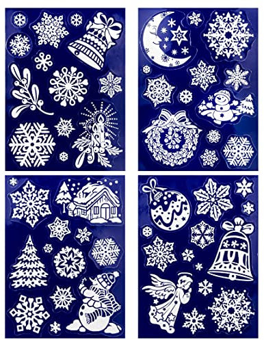 * 53 weihnachtliche winterliche weiße Fensterbilder Weihnachtsdeko Fensterdekoration wiederverwendbar!!