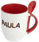 digital print Namenstasse Paula - Löffel-Tasse mit Namens-Motiv Schokoladenbuchstaben - Becher, Kaffeetasse, Kaffeebecher, Mug - Rot