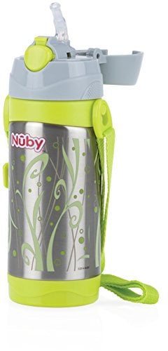 Nûby Thermos Gourde Isotherme en Acier Inoxydable avec Paille Souple en Silicone 360 ml