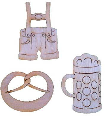 Petra's Bastel-News Streudeko 30-teiliges Trachtenset Lederhose aus Holz, 3cm