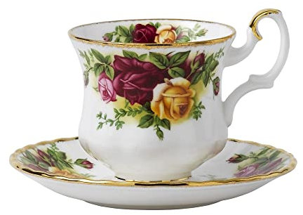 Royal Albert - Old Country Roses 2 Piece Coffee Cup and Saucer Gift Set - Vintage Fine Bone China Set - Floral Pattern
