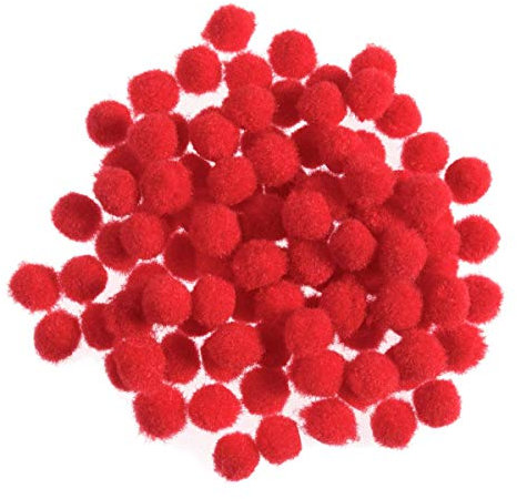 POM-POMS 1/4IN PK100 - Pom Poms: 0.7cm: Red: Pack of 100 - Trimits