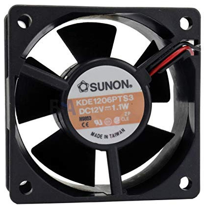 SUNON Ventilador de 60 mm, 60 x 60 x 25 cm, KDE1206PTS3, 12 V, DC Air Fan, 1,1 W, 6 cm, 2 cables (+/-) Refrigeración 60 mm x 25 mm