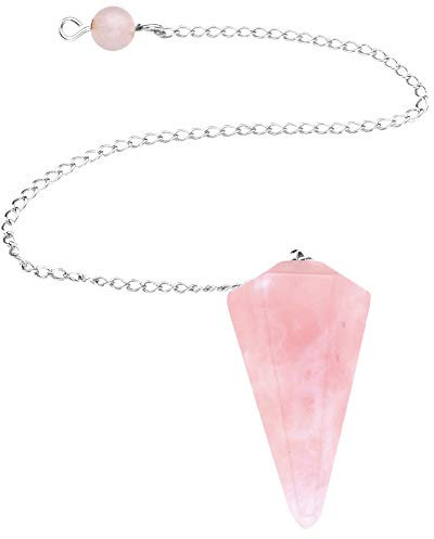 Rose Quartz Gemstone Crystal Pendulum - Dowsing, Scrying, Healing by Jewellery