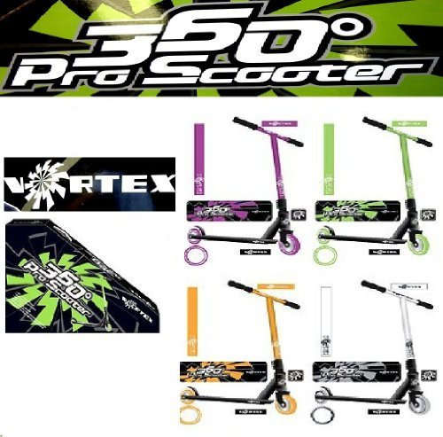 KTS Vortex 360 Pro Stunt Scooter Aluminium Deck Quad Clamp Abec 7 Chrome Bearings 100mm Aluminium Wheels Four Colours