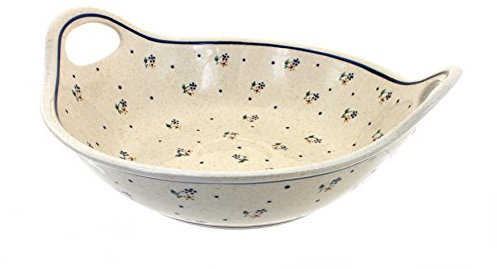 Blue Rose Polish Pottery Country Meadow Deep Bowl with Handles