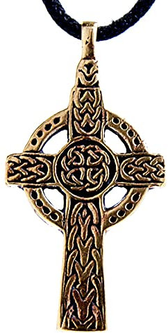 Kiss of Leather Keltenkreuz Anhänger aus Bronze mit Baumwollband Br. 8