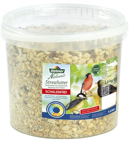 Dehner Natura Premium Wildvogelfutter, Streufutter schalenfrei, Ganzjahresfutter proteinreich / energiereich, hochwertiges Vogelfutter für Wildvögel, 3.6 kg