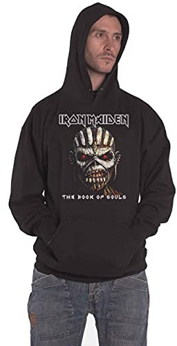 Iron Maiden Hoodie The Book of Souls Band Logo Official Mens Black Pullover S