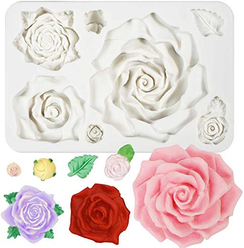 Large Roses Flower Bud Fondant Candy Silicone Mould 7-Cavity