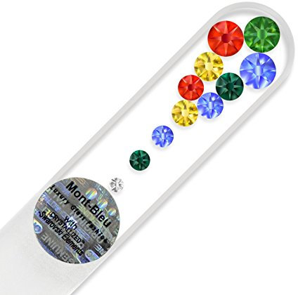 Mont Bleu Mini-Glasnagelfeile von Hand dekoriert mit Swarovski Elements, geliefert in einer Hülle aus schwarzem Samt - Echtem gehärteten Glas aus Tschechien