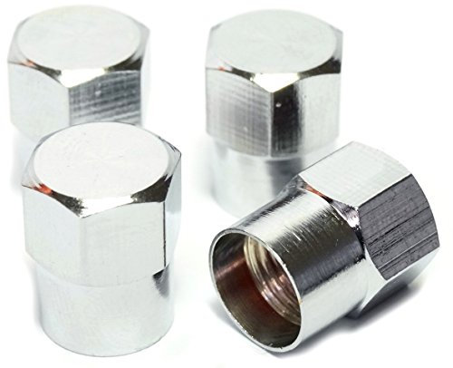 EDELSIGN - 4 er Set Premium Auto Ventilkappen (Messing + Chrom) HEXABIG Valve Caps