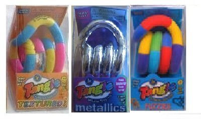 Set of 3 Assorted Tangle Jr. Fidget Toys - Fuzzy, Metallic and Textured by Tangle