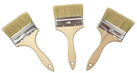 POL-BRUSH 3 Pinceaux à Peinture Professionnel Plat 102 mm - Les poils naturels de haute qualité - Pinceaux Polyvalent - Lot de 3 Pinceaux - Taille 102 mm