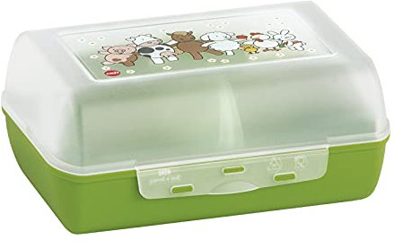 Emsa 513791 Variabolo Farm Family kids snack or lunch box 16x11x7cm transparent, Grün