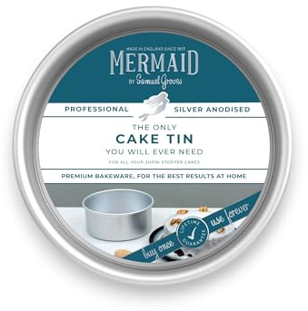 Mermaid Silver Anodised Aluminium Round Loose Based Cake Tin Made in England (8)