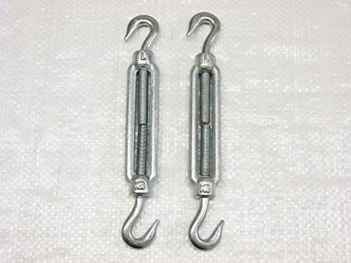 x2 M12 Galvanised Forged Straining Screw Hook and Hook - Caravan Turnbuckle Open Body