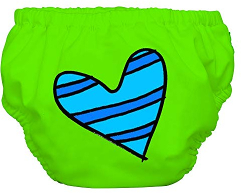 Charlie Banana 2-in-1-Swim Diaper und Training Hose, klein, blau Petit Coeur auf Grün