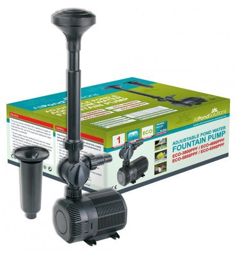 AllPondSolutions ECO-6500PPF Pond Pump Submersible with Fountain Attachment for Outdoor Garden – Adjustable Flow 6500 Litre/Hour Flow Rate