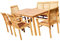 AS-S Teak Set Gartengarnitur Tisch 150x80 cm mit 1 Bank 150 cm für 3 Personen und 4 Sessel Holz Serie JAV-ALPEN