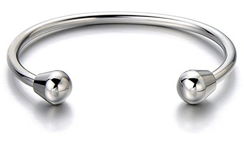 COOLSTEELANDBEYOND Elastische Verstellbare-Edelstahl Armband für Herren Damen Armreif Farbe Silber Poliert