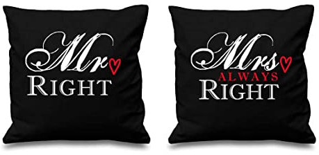 60 Second Makeover Limited Mr Rechts Mrs Always Right Schwarz Kissenbezüge 16 X 16 Paare Kissen Valentinstag Hochzeitstag Schlafzimmer Dekoration