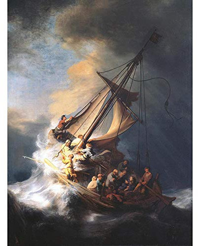 Wee Blue Coo Rembrandt Christ Storm On Lake Of Galilee Old Painting Art Print Poster Wall Decor Kunstdruck Poster Wand-Dekor-12X16 Zoll