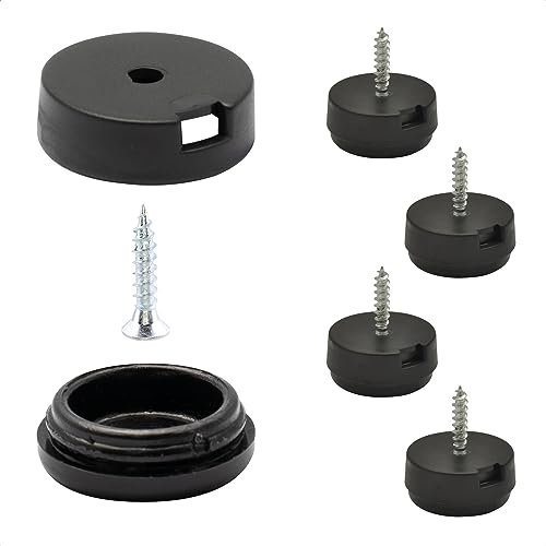 Wagner QuickClick® Kunststoffgleiter Möbelgleiter Stuhlgleiter 4er-Set zum Anschrauben - 4X Basis+Schraube+Gleiteinsatz austauschbar - Kunststoff Black - Durchmesser Ø 20 mm - Made in DE - 15830100