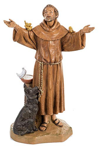 Statue Franz von Assisi 30cm Holz Finish, Fontanini