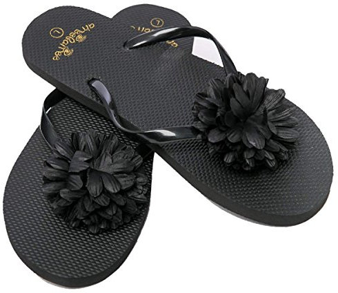 AIREE FAIREE Flip Flops Damen - Blume und Palme - Elegant, stilvoll, weicher Zehentrenner damen für Komfort und rutschfestes, langlebiges Material