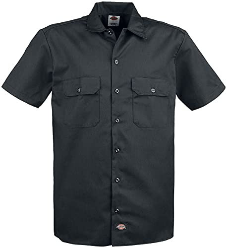 Dickies Men's big Button Down Shirt, Black, XL Tall UK