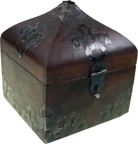 GURU SHOP Türmchen Schatztruhe, Holzschachtel, Schmuck Dose - Modell 1, Size:klein (12x11x11 cm)