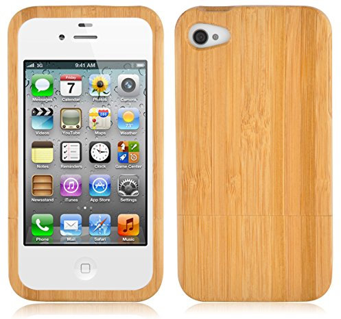 Cadorabo Hülle kompatibel mit Apple iPhone 4 / 4S - Hülle aus Bambus - Handyhülle aus 100% Echtholz