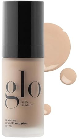 Glo Skin Beauty Luminous Liquid Mineral Foundation Makeup with SPF 18 (Naturelle) - Improves Uneven Skin Tone, Smooths & Corrects Imperfections, Sheer to Medium Coverage, Dewy Finish