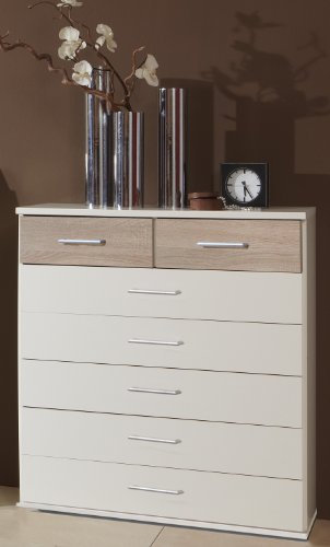Wimex Kommode/ Schubladenkommode Click, 7 Schubladen, (B/H/T) 103 x 91 x 40 cm, Weiß/ Absetzung Eiche Sägegrau