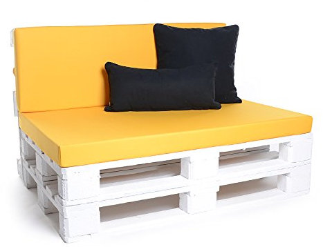 Rückenlehne für Palettenkissen, NYLON gelb, 120x42 cm Schaumstofffüllung
