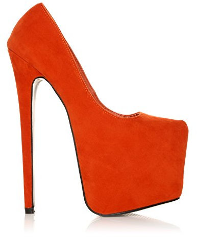 Core Collection Womens Slip ON Platform Stiletto HIGH Heels Party Court Shoes (Orange Suede, Numeric_6)