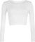 Womens Crop Long Sleeve T Shirt Ladies Short Plain Round Neck Top - White - 8/10