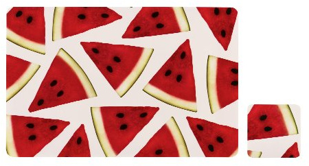 Premier Housewares 1203565 Water Melon Placemats and Coasters - Set of 4, Red, H3 x W44 x D28cm