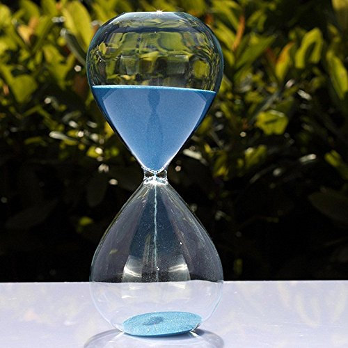Grand sablier coloré en verre tendance - Décoration d’intérieur ou cadeau de Noël et d'anniversaire, bleu, 60 Minutes