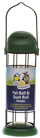 Walter Harrisons 711992 Wildvogel-Futterspender mit Klappdeckel, Fett- und Talgkugel, grün, zum Aufhängen, Gartenvögel, klein, 22 cm