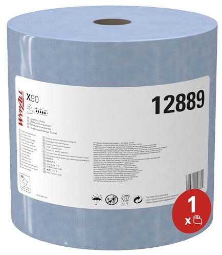 WypAll X90-Tücher 12889 – 1 Großrolle mit 450 blauen, 2-lagigen Tüchern